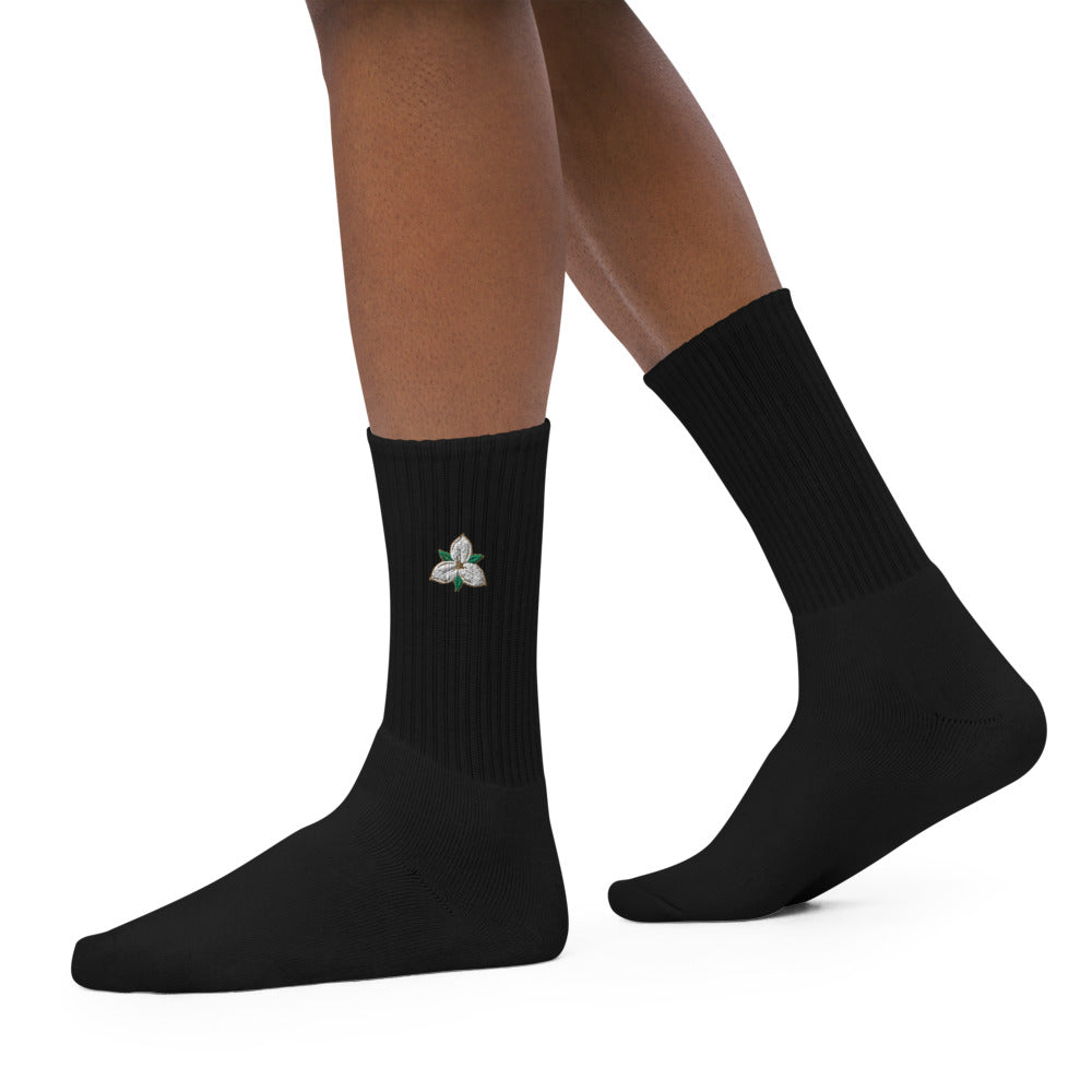 TRILLIUM Embroidered socks black