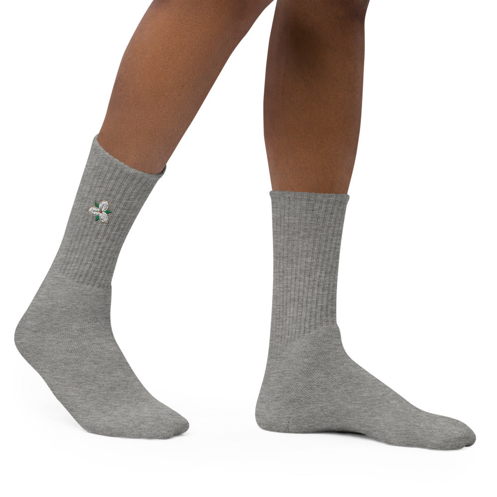 TRILLIUM Embroidered socks grey